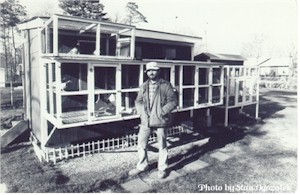 Here is Ed in front of his loft.  Ed started in pigeons in 1965 but it was "Pop" Buraczewski who told Ed in 1967 to 'get rid of those racing pigeons and get some REAL flyers'.  Ed has been a big part of the Tippler world ever since then.  